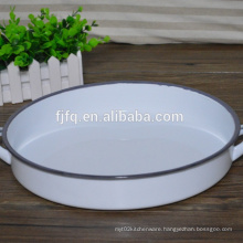 Diameter 30cm  Round Enamel Tray Serving Tray Fruit Tray With Handle